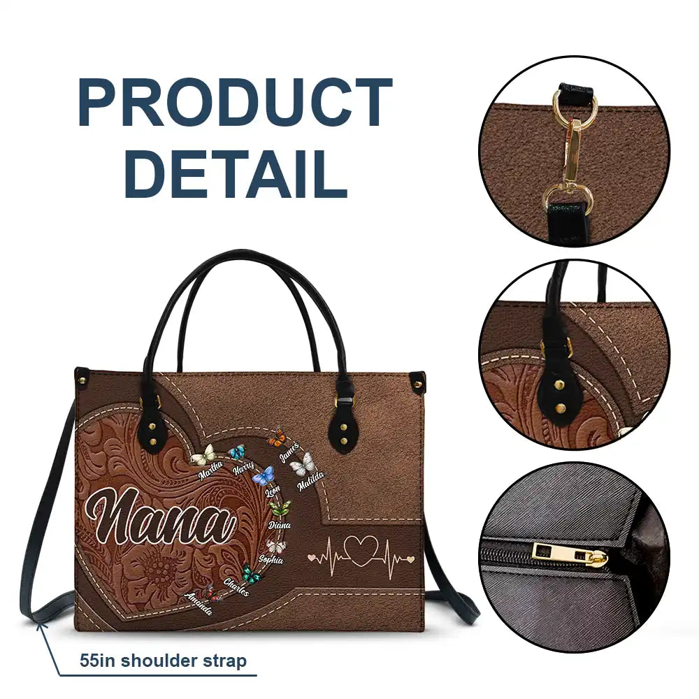 Grandma Mom Butterflies - Personalized Leather Bag - Image 7