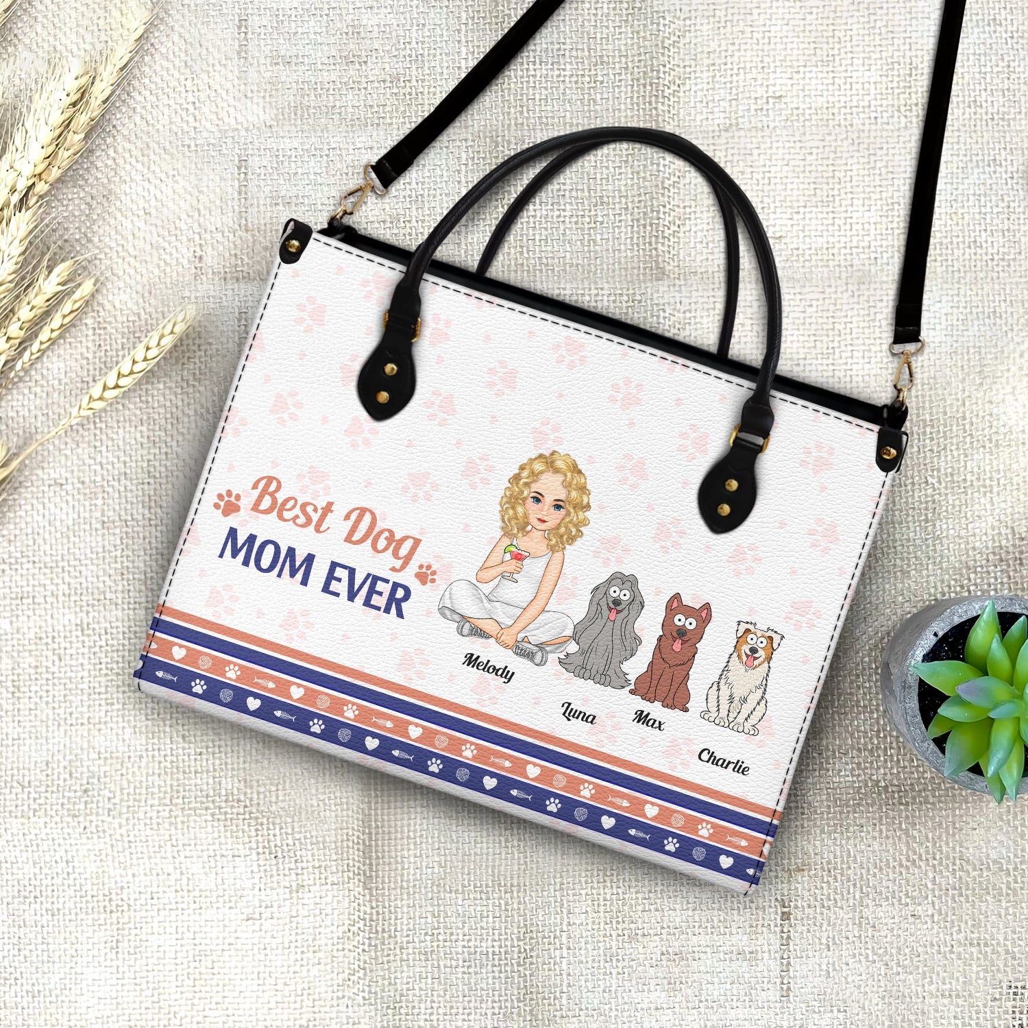 Best Fur Mom Ever - Gift For Dog Mom, Cat Mom, Pet Lovers - Personalized Leather Bag - Image 4