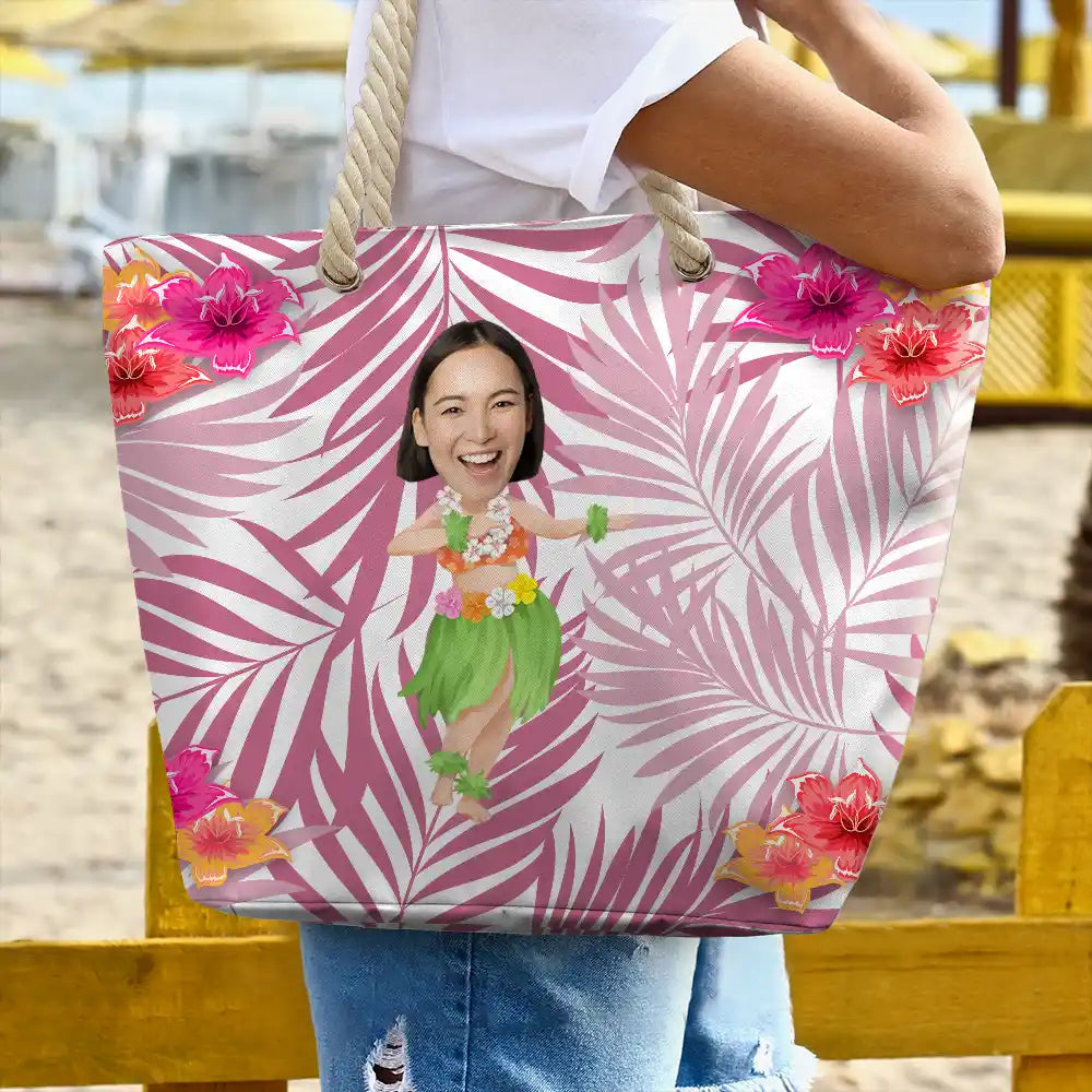 Custom Photo Hula Dancing - Personalized Beach Bag - Image 4