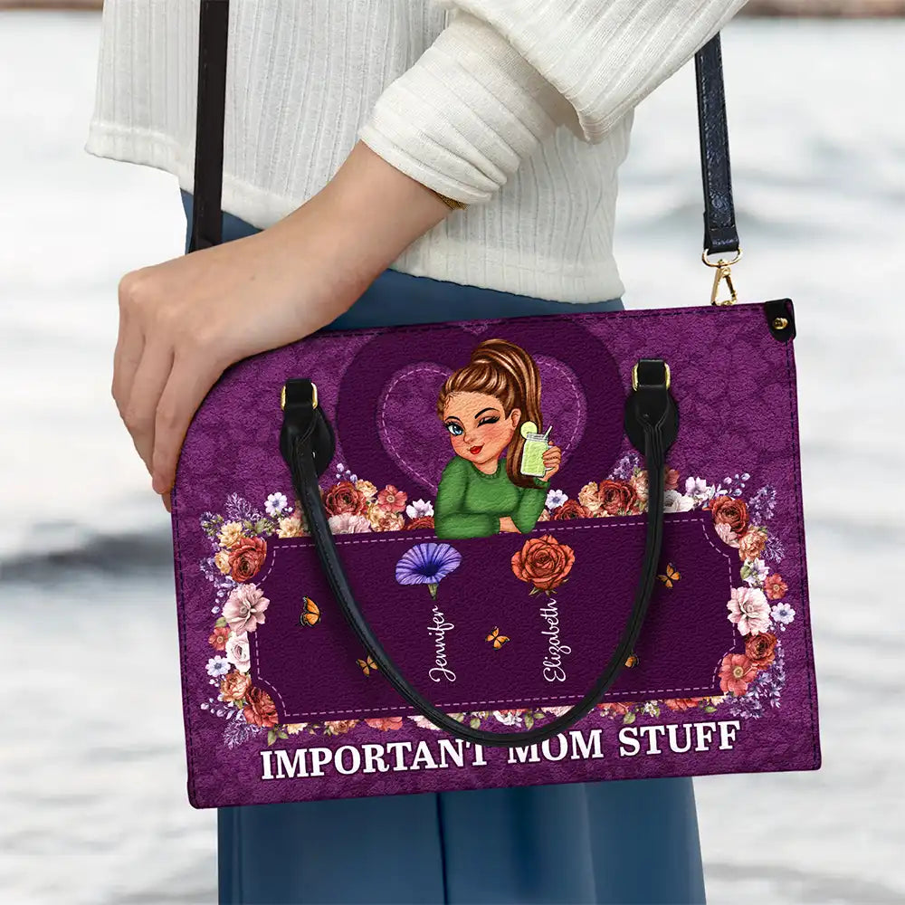 Important Nana Mom Stuff - Personalized Leather Bag - Image 3