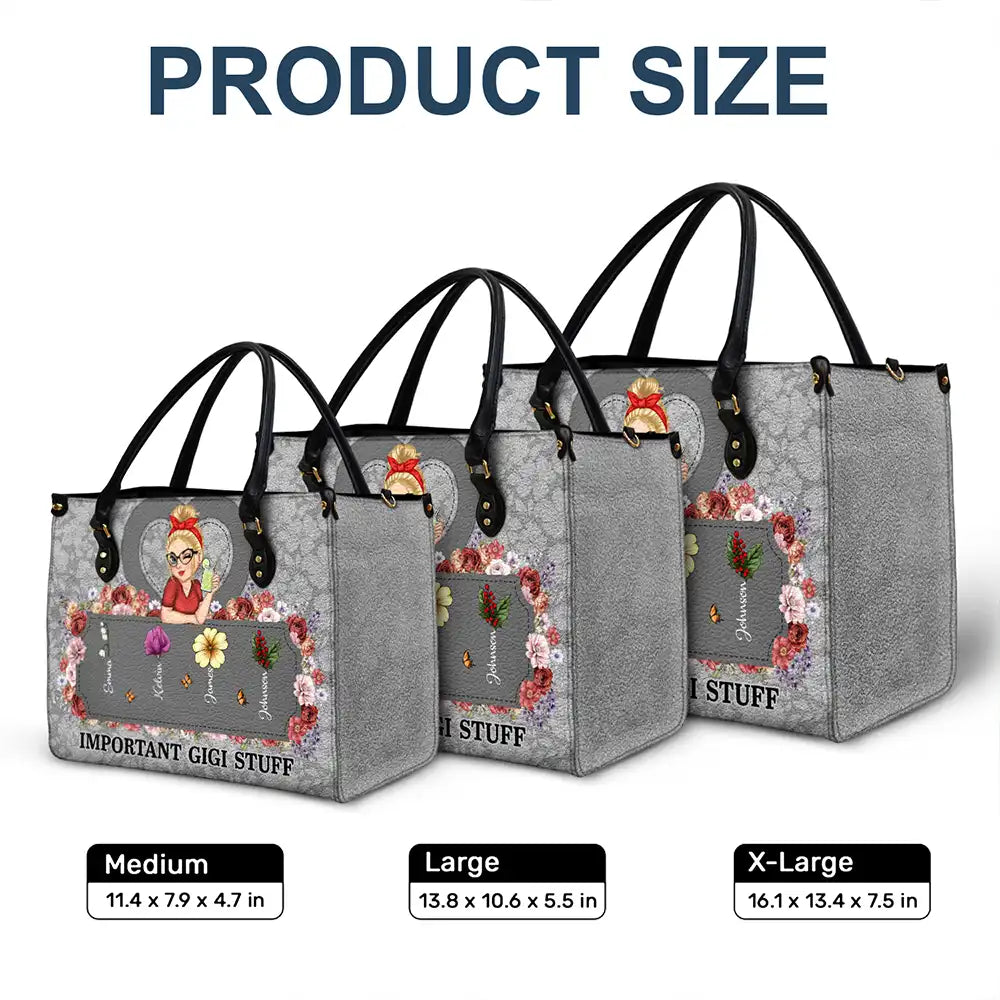 Important Nana Mom Stuff - Personalized Leather Bag - Image 6