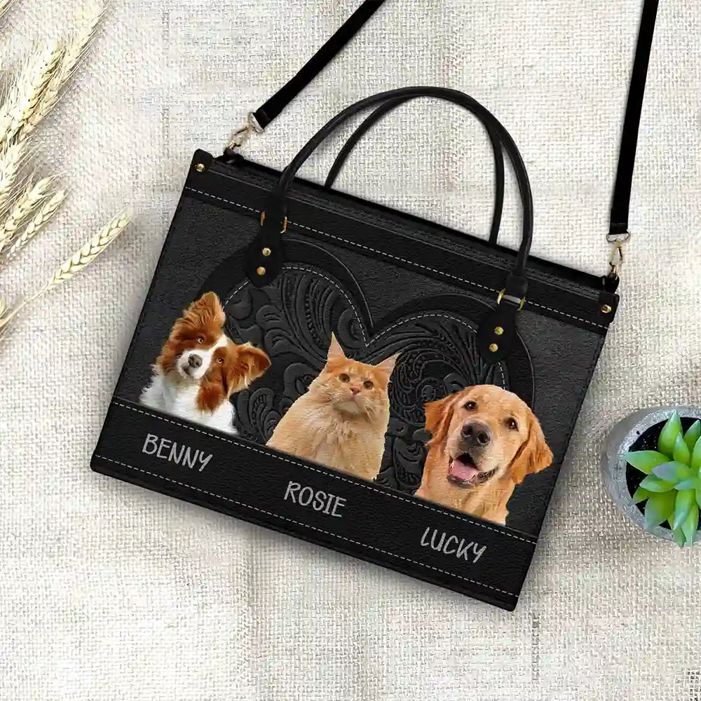 Custom Photo Best Friend For Life Dog Cat - Personalized Leather Bag - Image 5