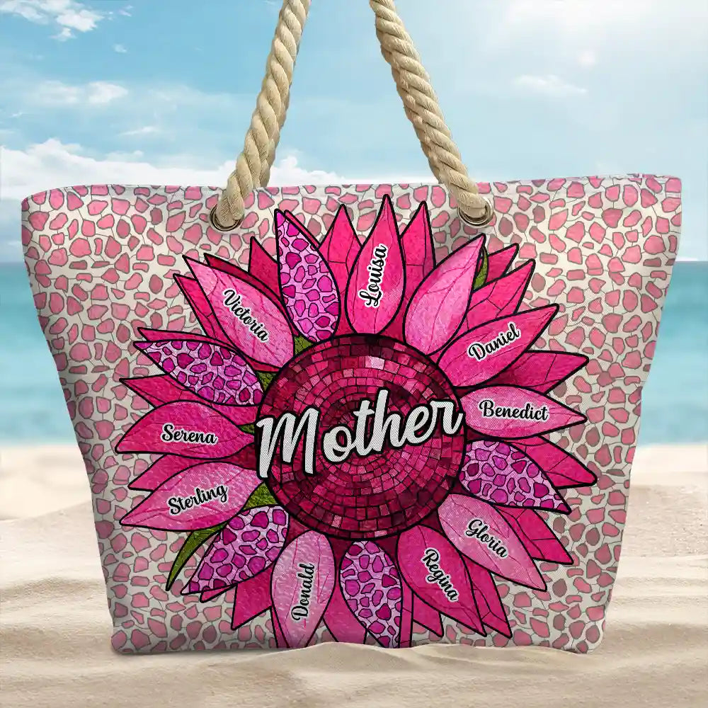 Nana Auntie Mom Family Sunflower - Personalized Beach Bag - Image 2