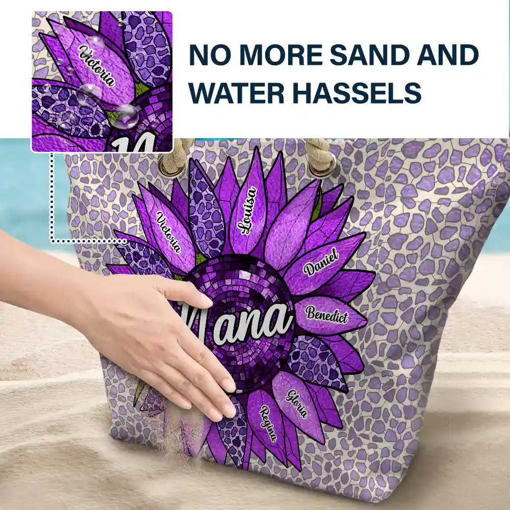 Nana Auntie Mom Family Sunflower - Personalized Beach Bag - Image 5