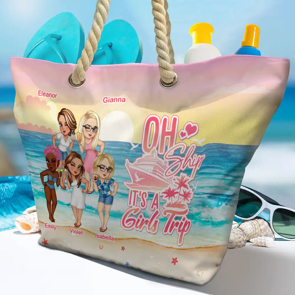 Oh Ship, It's A Girl's Trip - Personalized Beach Bag - Image 3