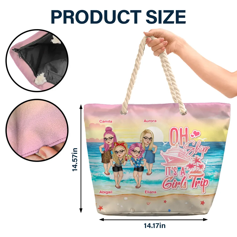 Oh Ship, It's A Girl's Trip - Personalized Beach Bag - Image 4