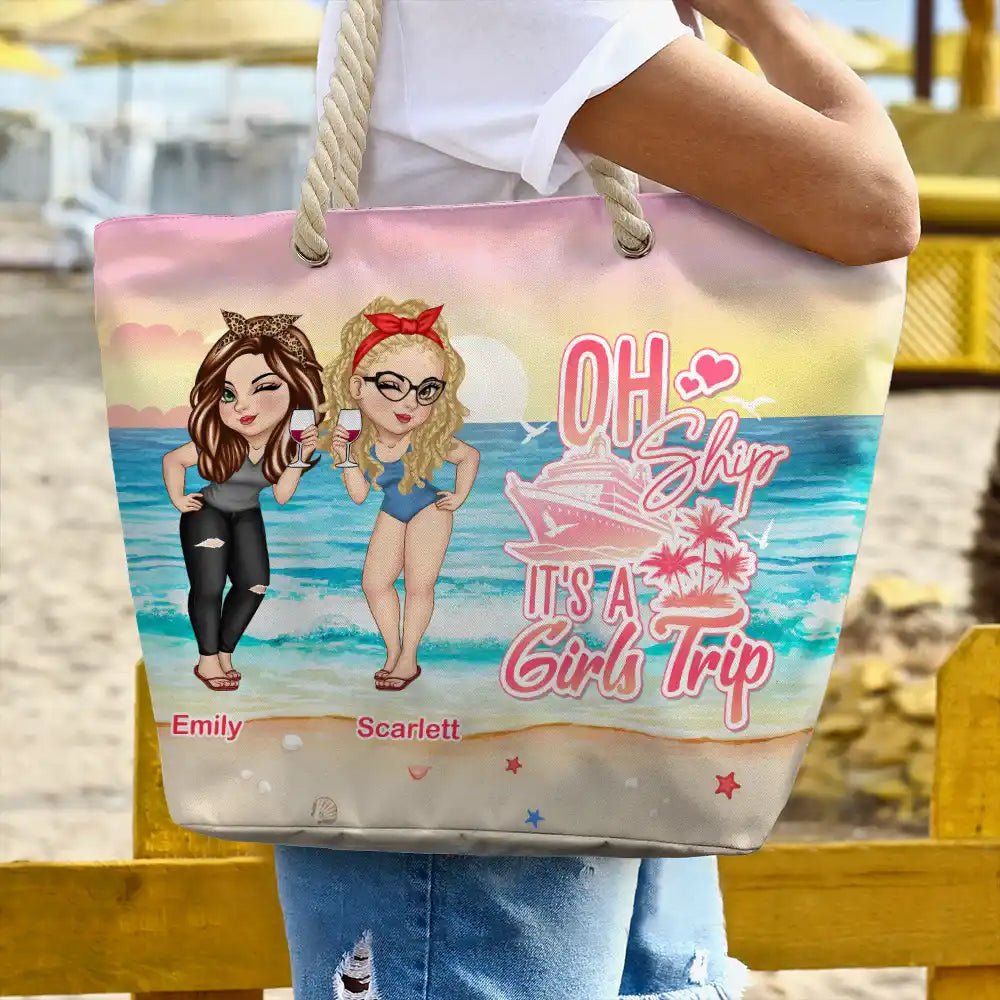 Oh Ship, It's A Girl's Trip - Personalized Beach Bag - Image 2