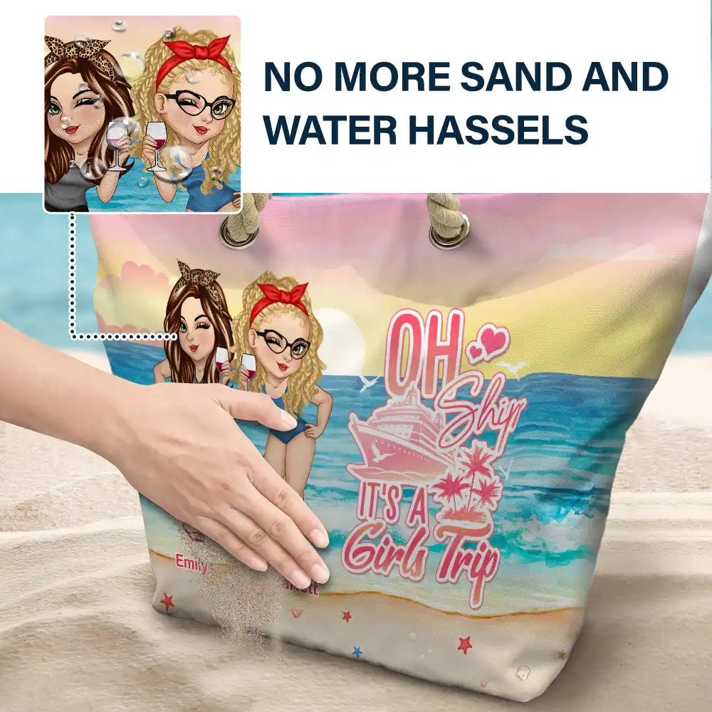 Oh Ship, It's A Girl's Trip - Personalized Beach Bag - Image 5