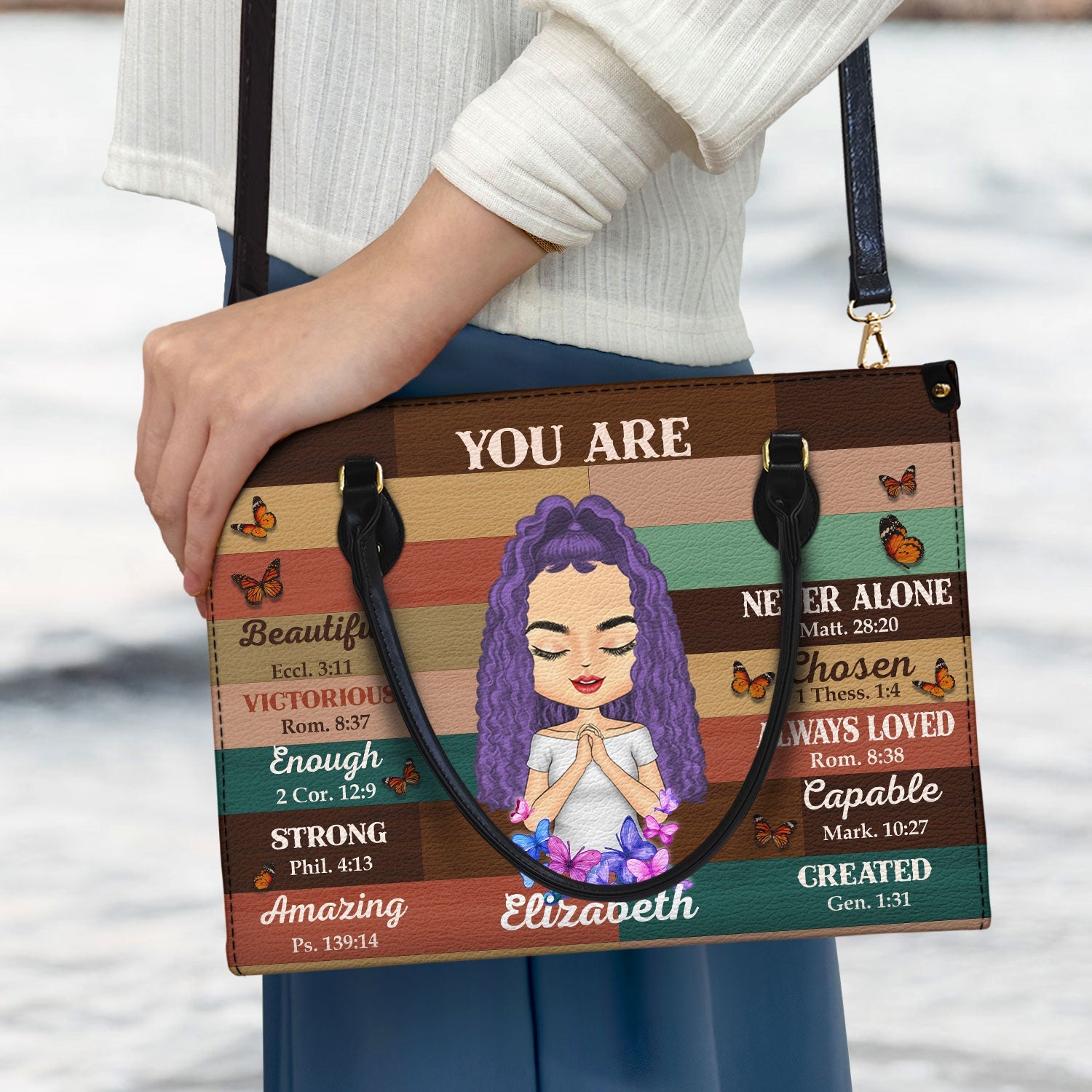 Custom Photo You Are Beautiful Strong - Gift for Yourself, Gift For Women - Personalized Leather Bag - Image 4