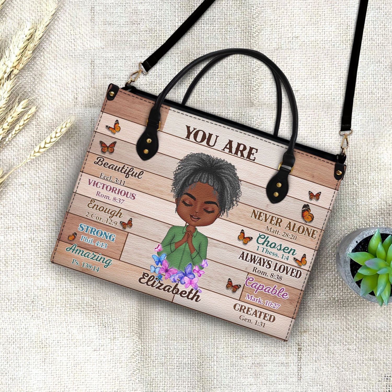 Custom Photo You Are Beautiful Strong - Gift for Yourself, Gift For Women - Personalized Leather Bag - Image 5