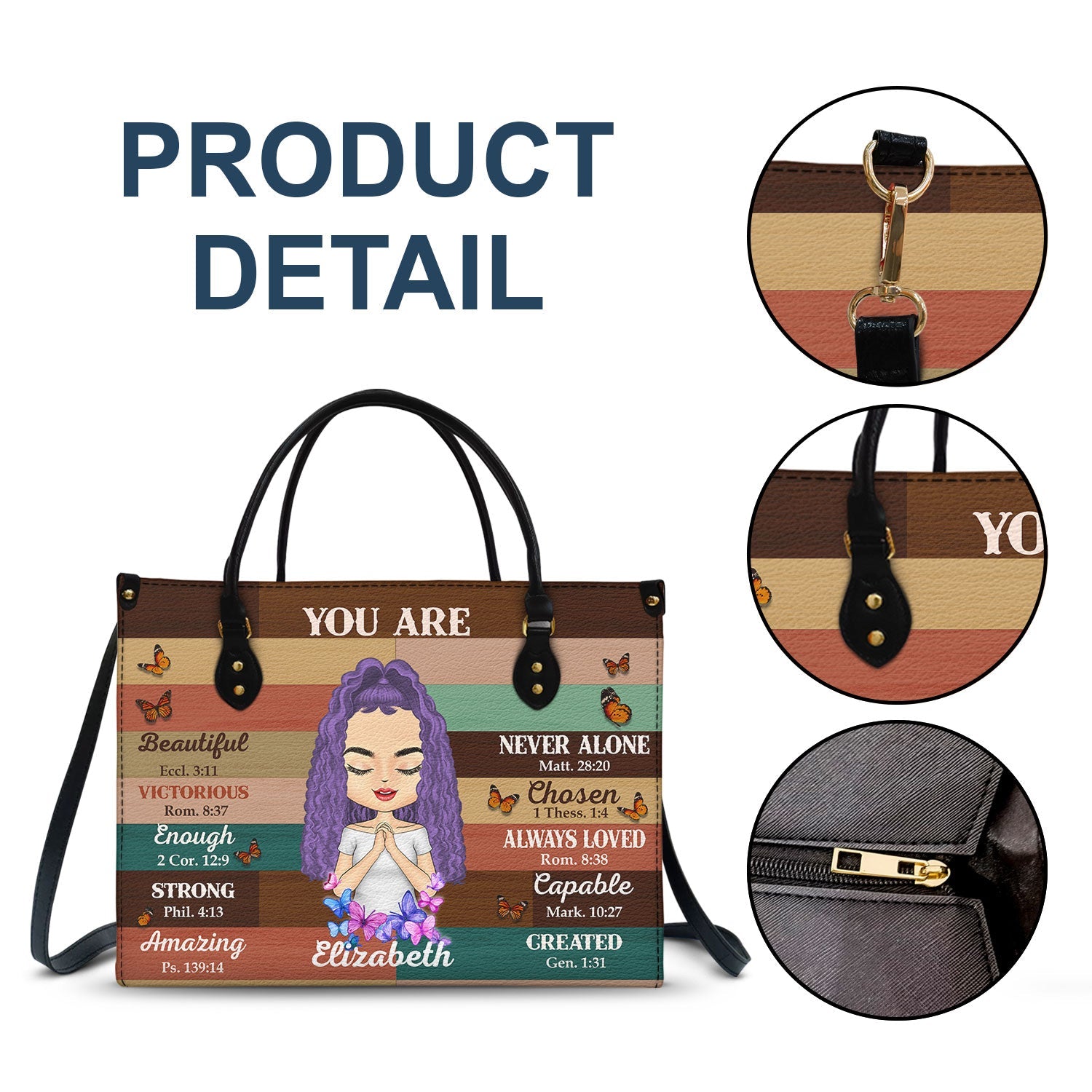 Custom Photo You Are Beautiful Strong - Gift for Yourself, Gift For Women - Personalized Leather Bag - Image 7