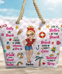 Alternative view of Salty Lil' Beach Retro Summer Vibe - Personalized Beach Bag