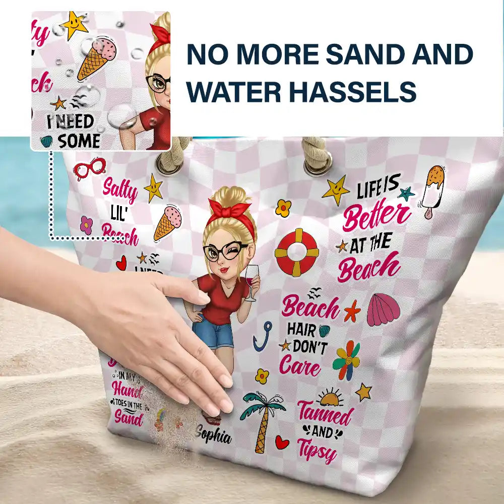 Salty Lil' Beach Retro Summer Vibe - Personalized Beach Bag - Image 6