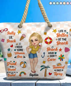 Salty Lil' Beach Retro Summer Vibe - Personalized Beach Bag