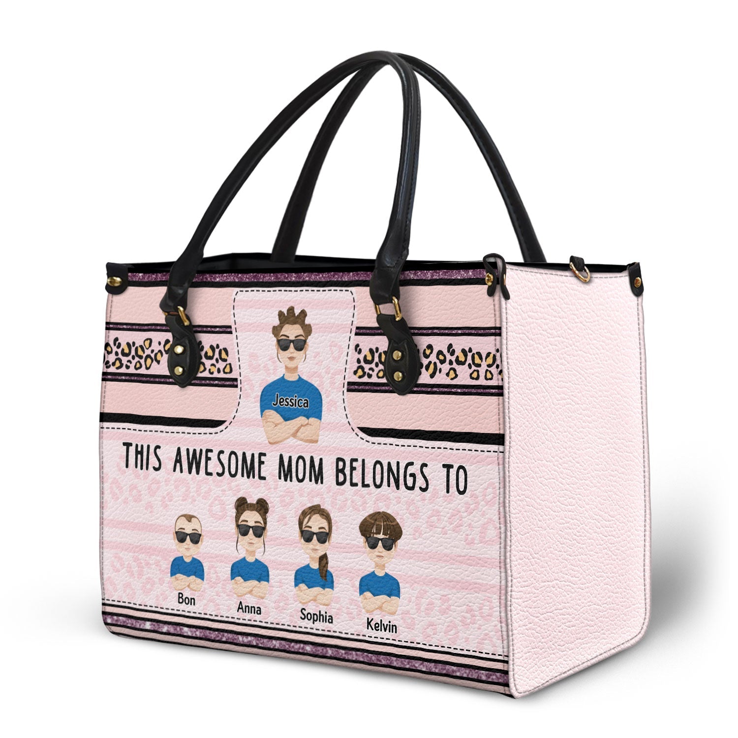 This Awesome Mom Belongs To - Gift For Mother - Personalized Leather Bag - Image 2