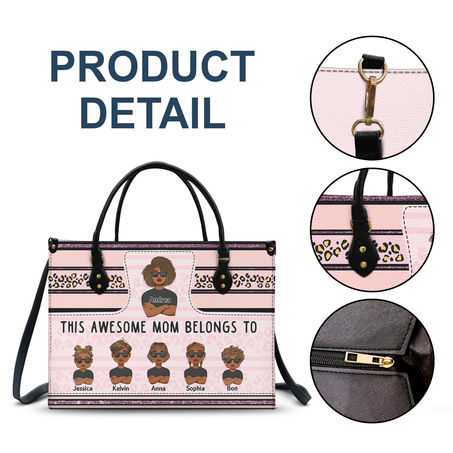 This Awesome Mom Belongs To - Gift For Mother - Personalized Leather Bag - Image 7