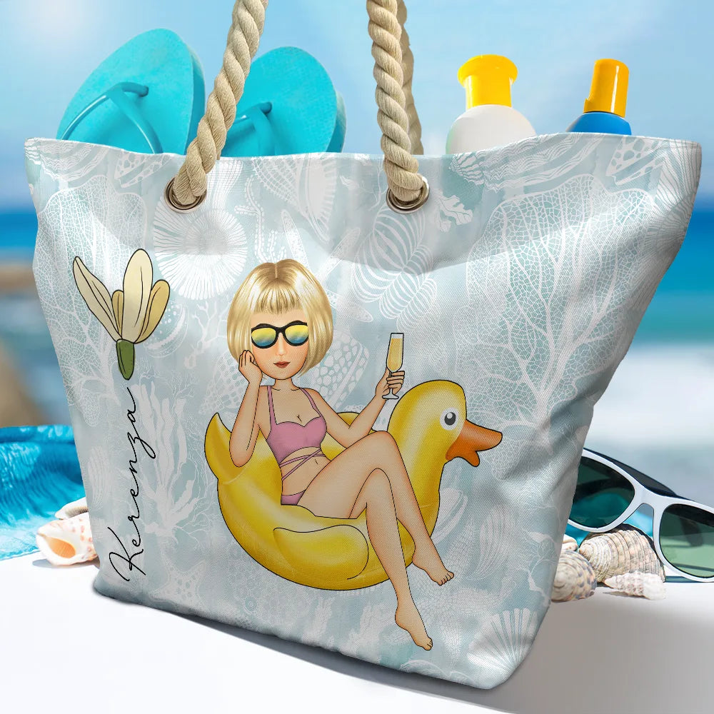 Beach Girl Birth Flowers - Personalized Beach Bag - Image 4