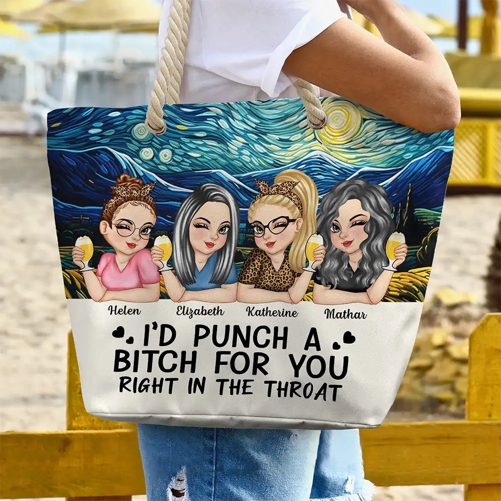 Right In The Throat Besties - Personalized Beach Bag - Image 3