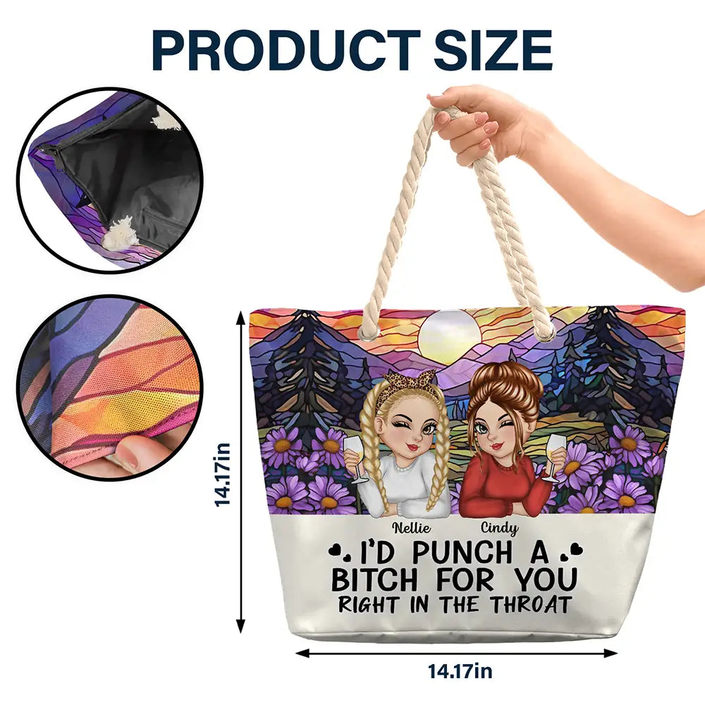 Right In The Throat Besties - Personalized Beach Bag - Image 5