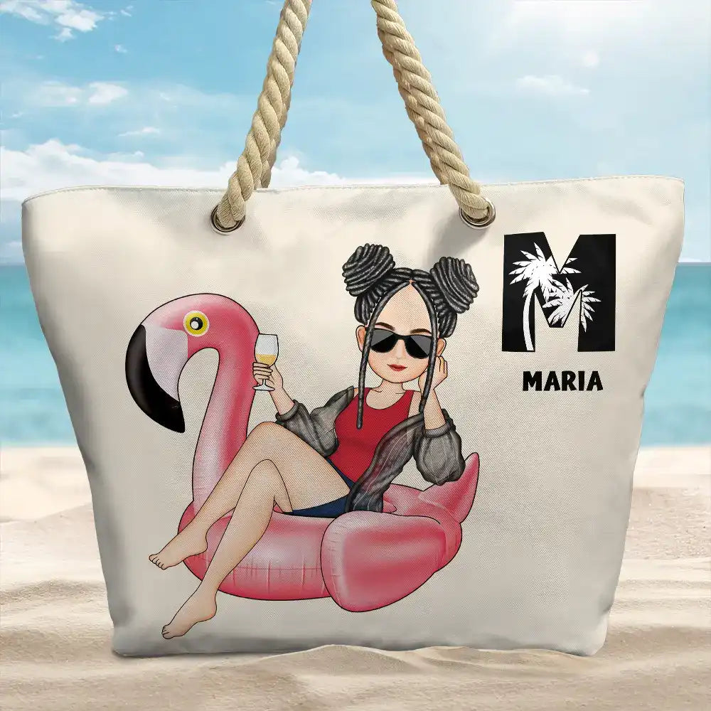 Girl On Float Monogram - Personalized Beach Bag - Image 2