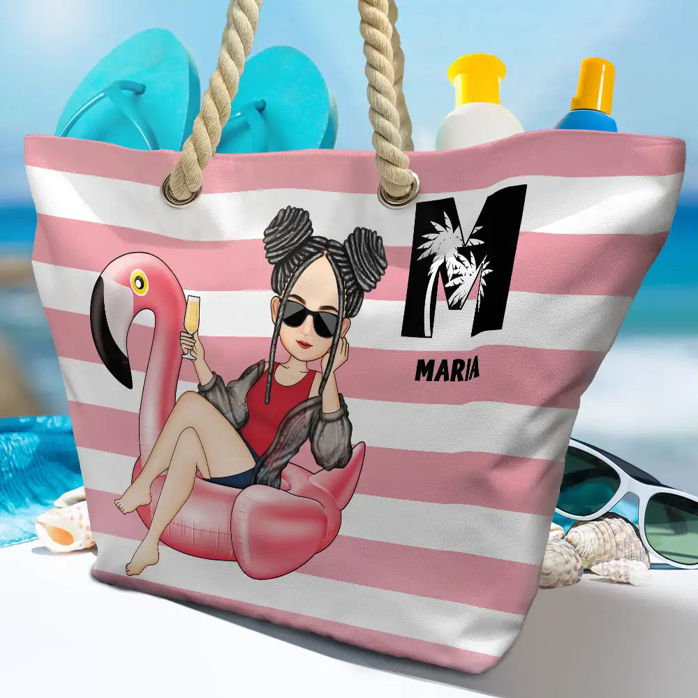 Girl On Float Monogram - Personalized Beach Bag - Image 4