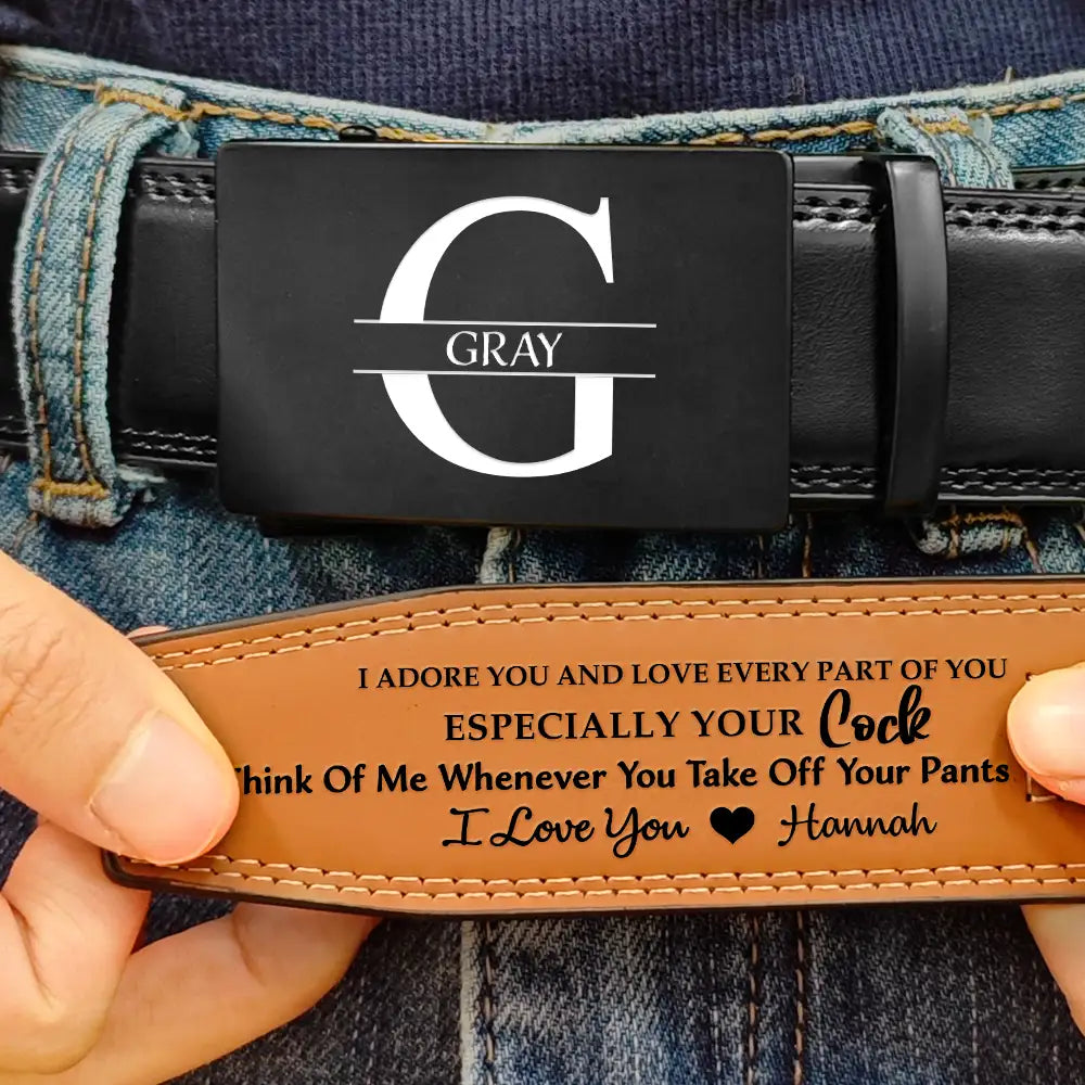I Love You For Who You Are Gift For Husband Boy Friend - Personalized Leather Belt With Engraved Buckle - Image 3