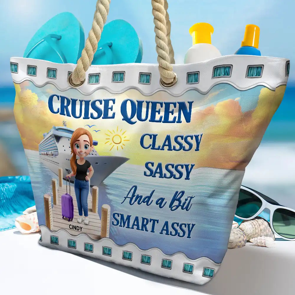Cruise Queen Classy Sassy - Personalized Beach Bag - Image 4