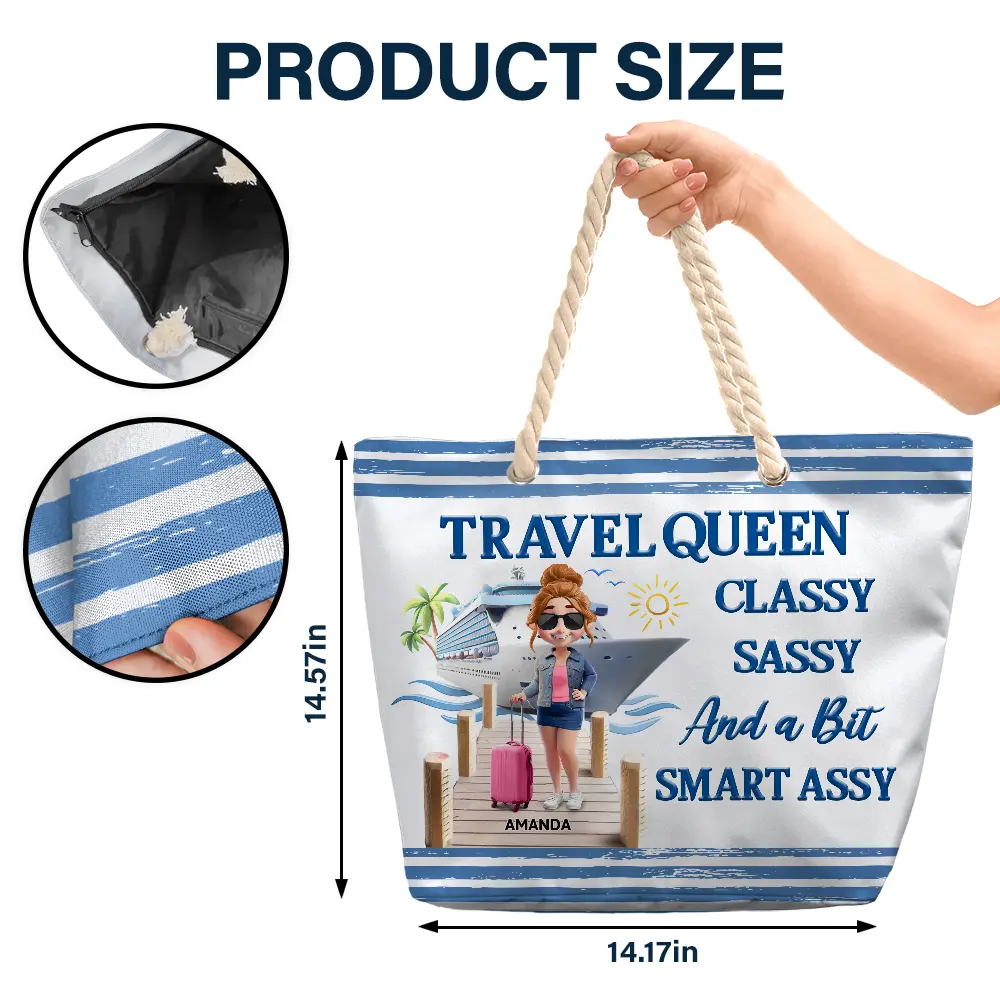 Cruise Queen Classy Sassy - Personalized Beach Bag - Image 5