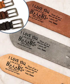 Alternative view of I Love You With All Of My Boobs - Personalized Cowhide Leather Belt