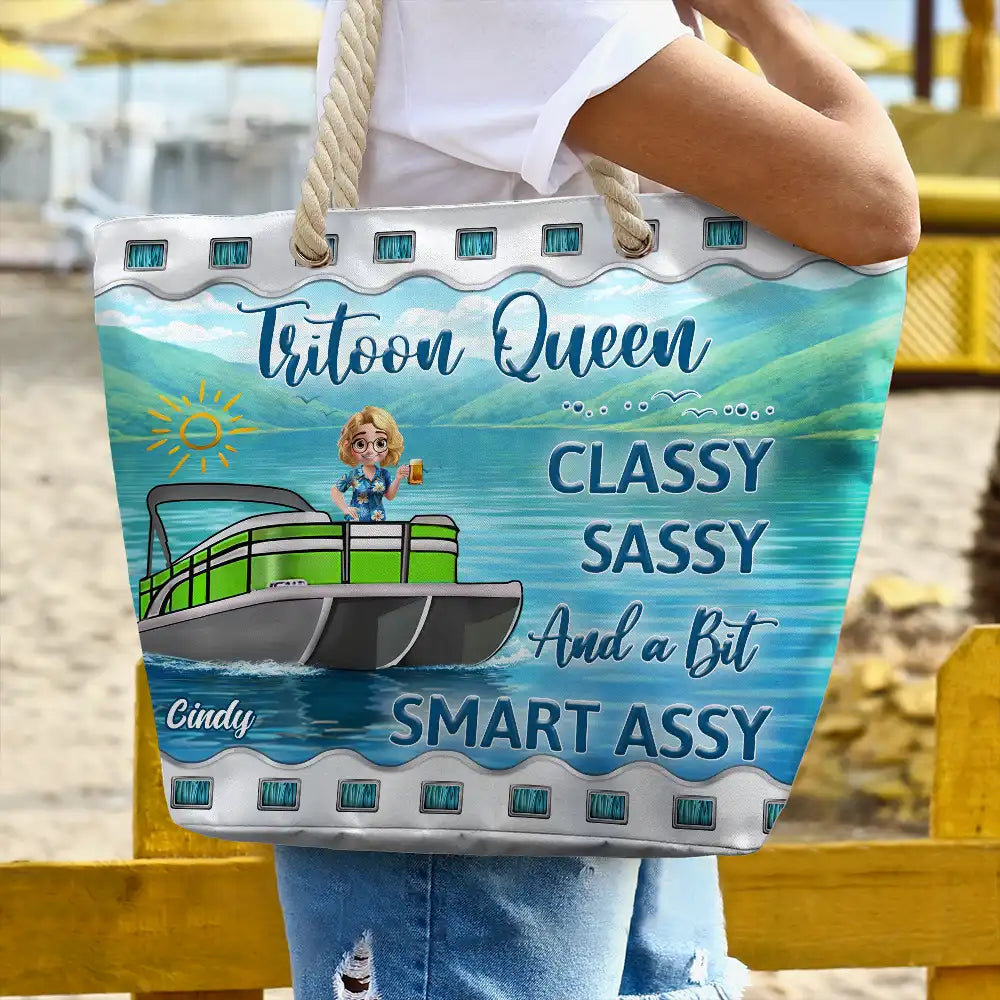 Pontoon Queen Classy Sassy - Personalized Beach Bag - Image 3