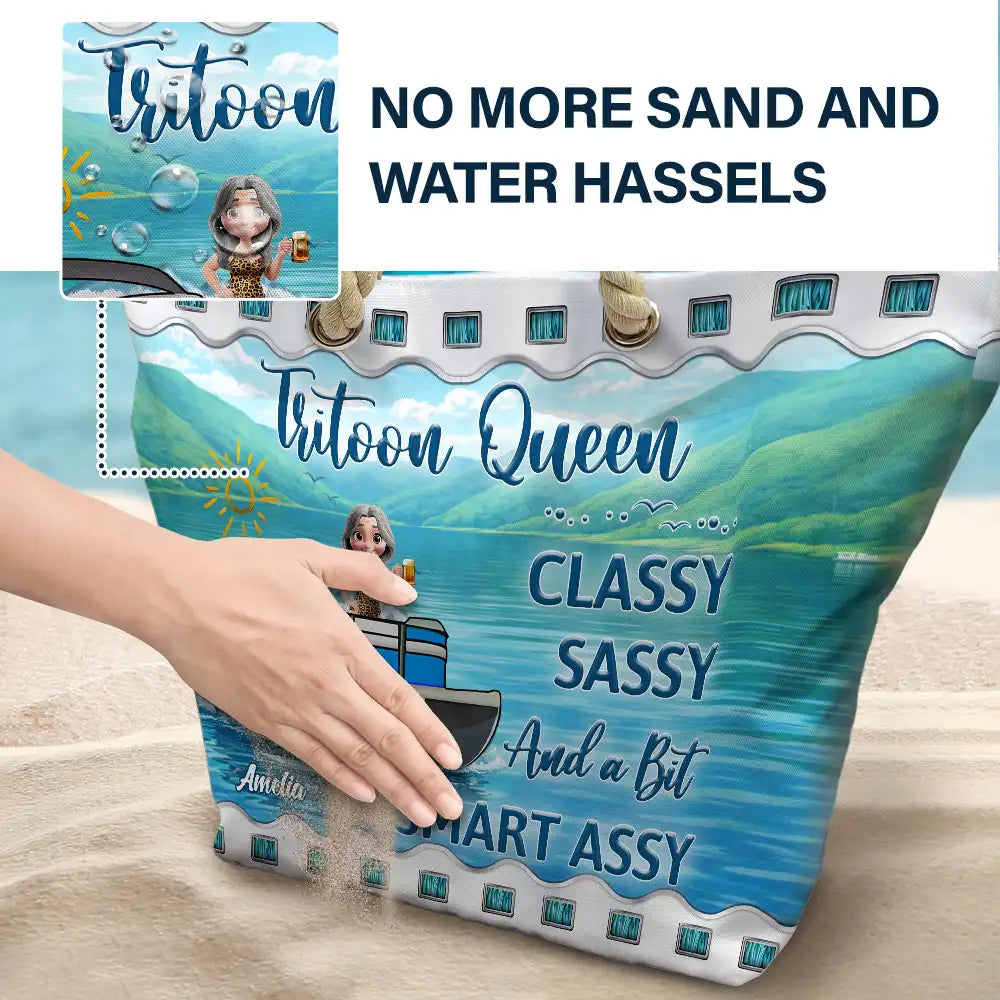 Pontoon Queen Classy Sassy - Personalized Beach Bag - Image 6