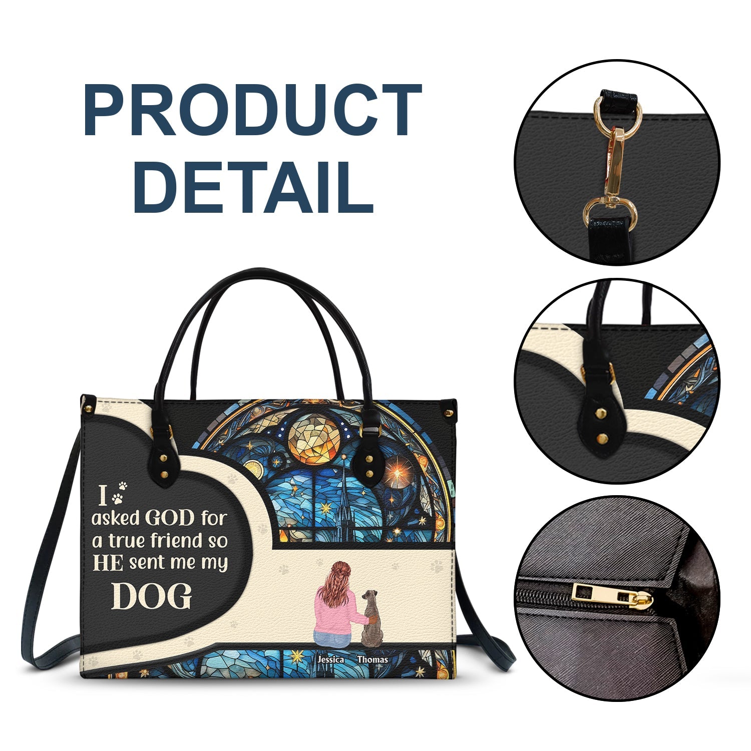 Asked God For A True Friend - Gift For Dog Mom - Personalized Leather Bag - Image 7
