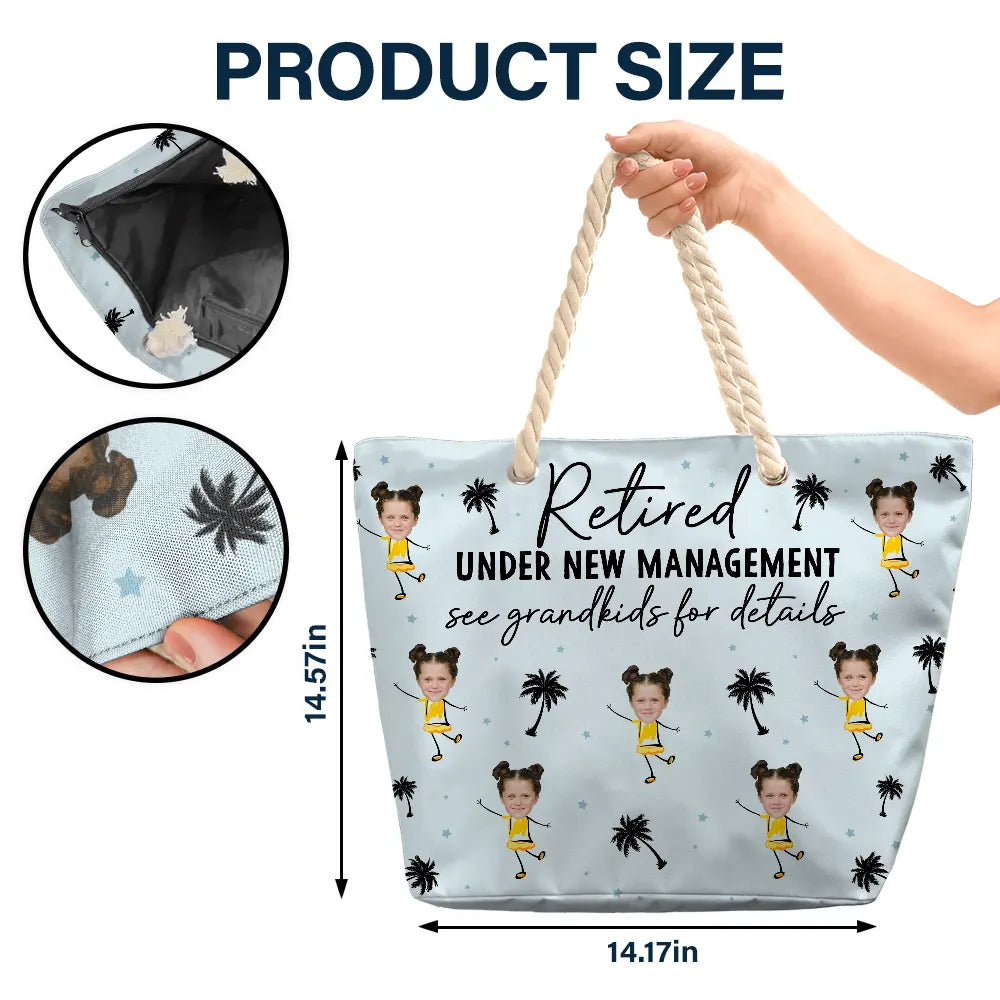 Custom Photo Retired Under New Management - Personalized Beach Bag - Image 6
