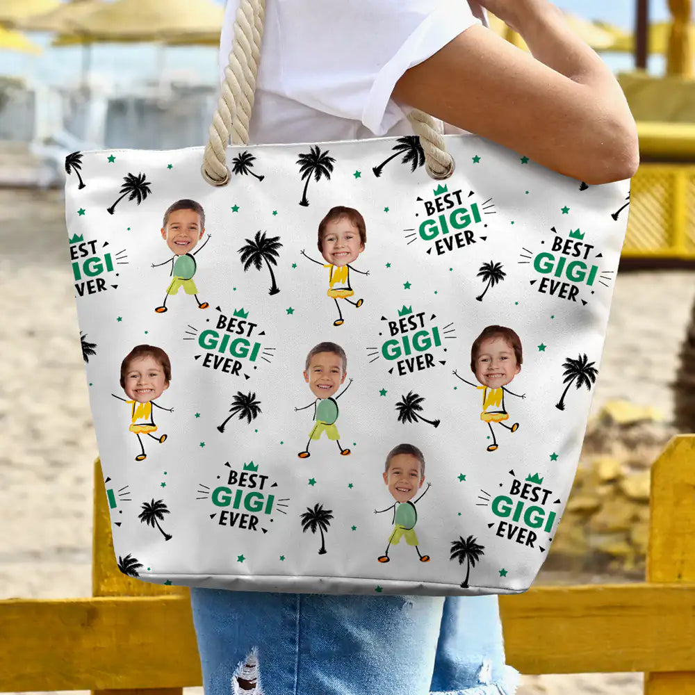 Custom Photo Best Nana Ever - Personalized Beach Bag - Image 4