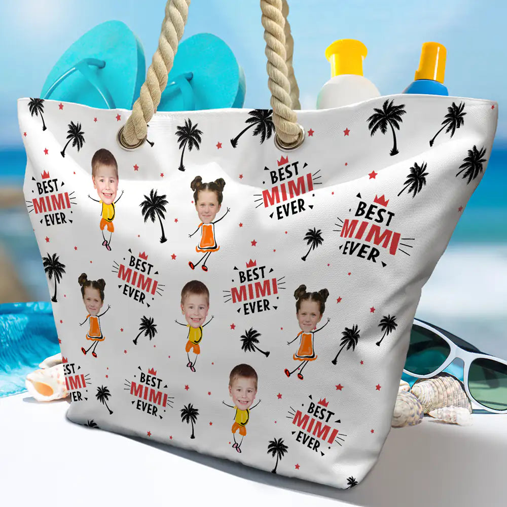 Custom Photo Best Nana Ever - Personalized Beach Bag - Image 5