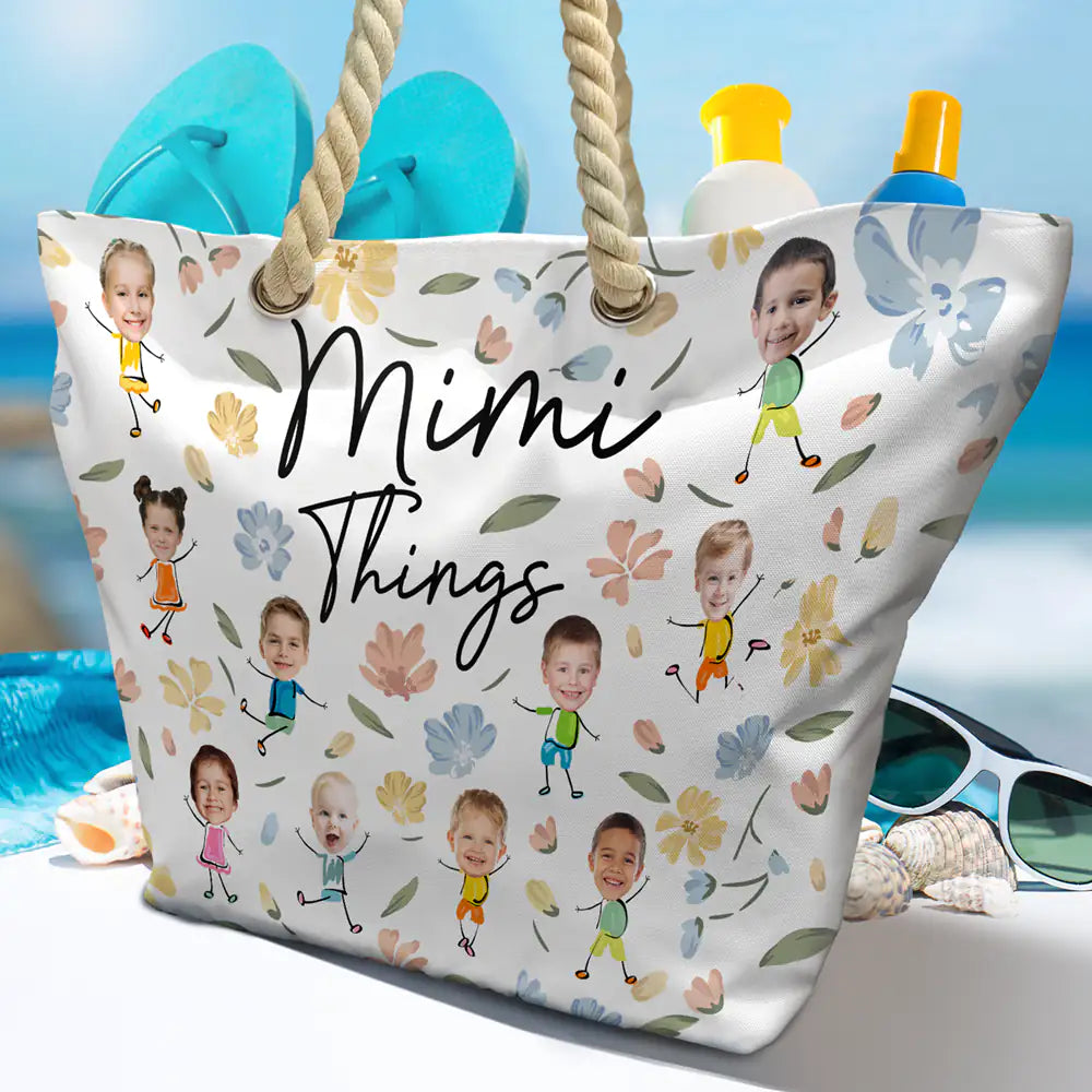 Custom Photo Grandma Things - Personalized Beach Bag - Image 5