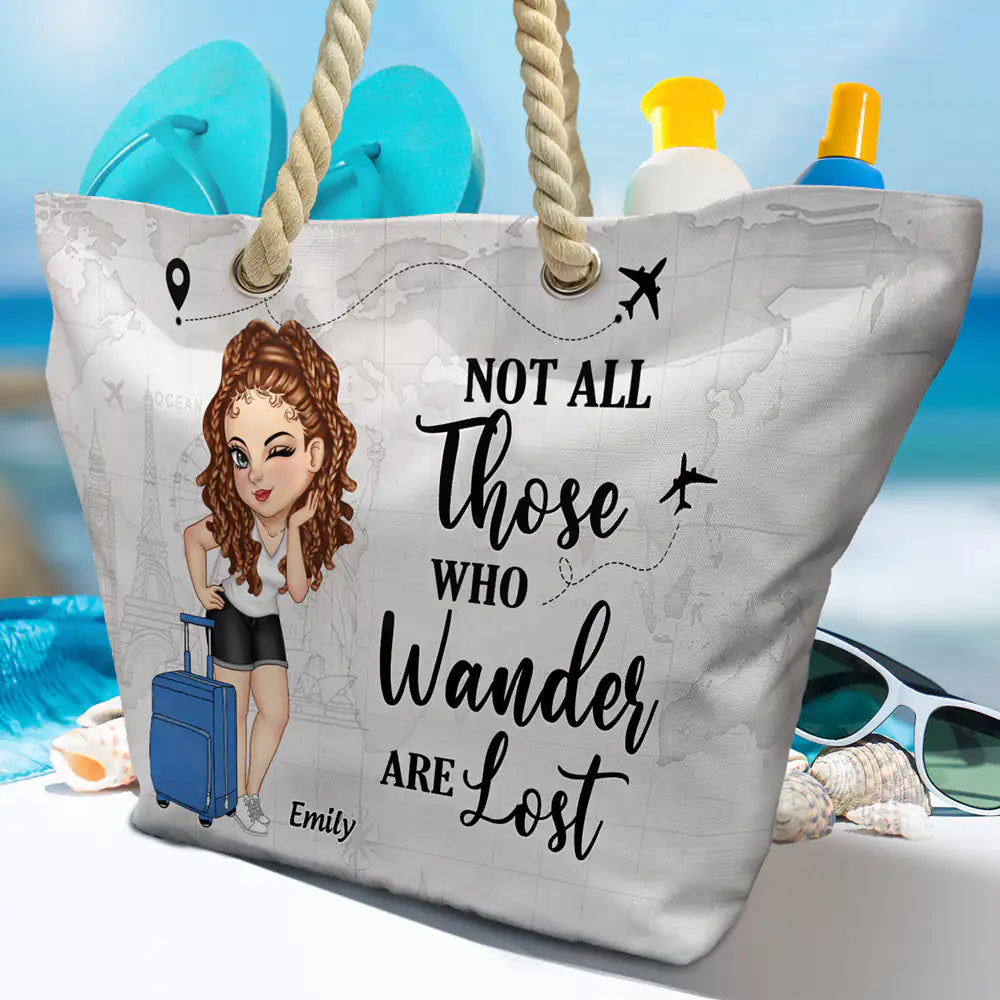 Just A Girl Who Loves Traveling Beach Vacation - Personalized Beach Bag - Image 4