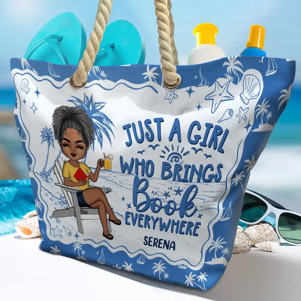 Just Read A Book And Chill - Personalized Beach Bag - Image 4