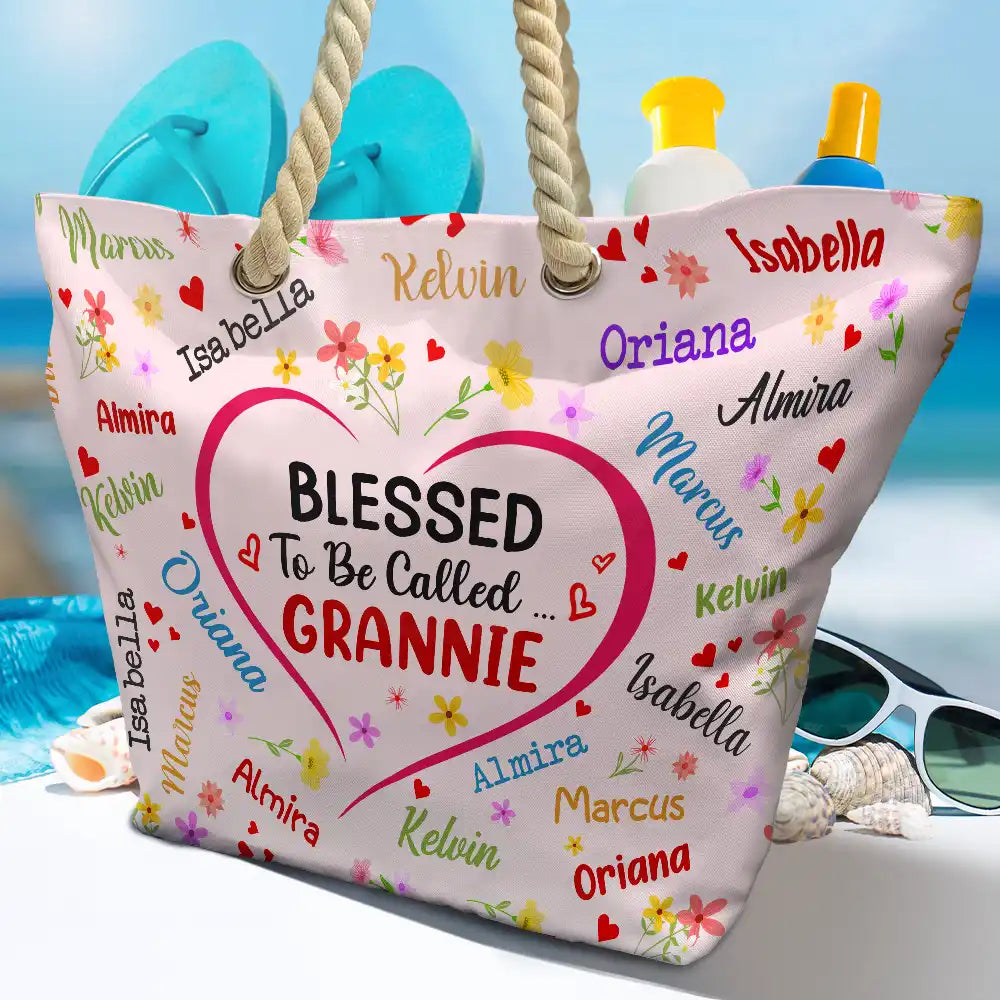 Bless To Be Called Grandma Nana Mom - Personalized Beach Bag - Image 4