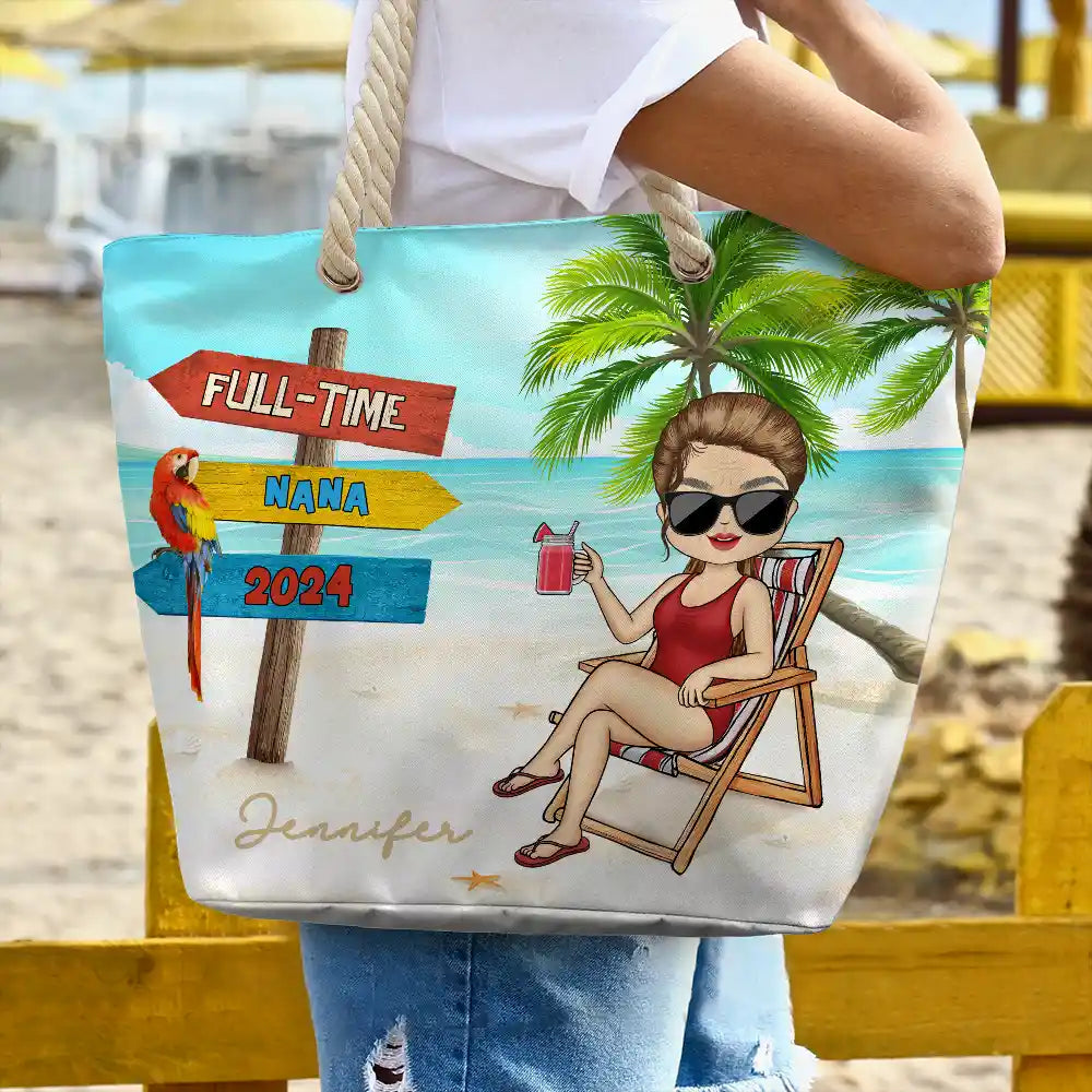 Retired Full Time Grandma - Personalized Beach Bag - Image 3