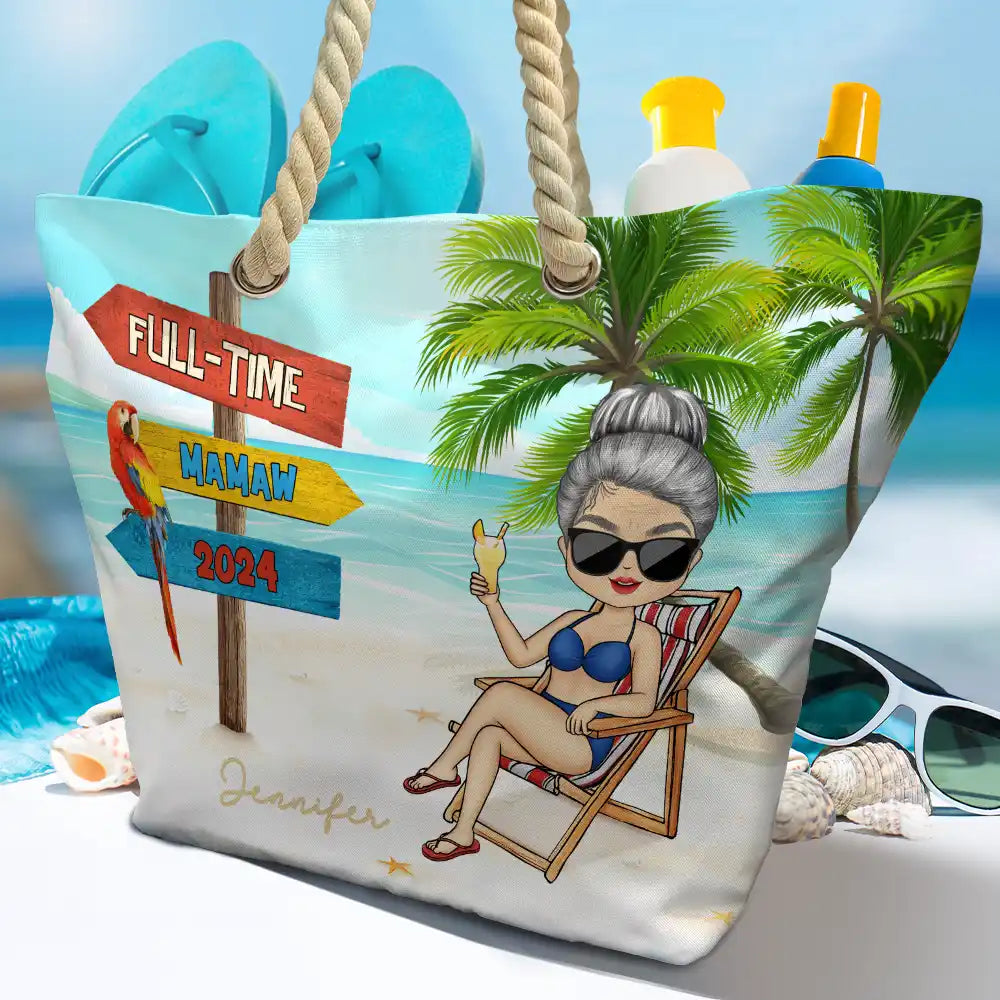 Retired Full Time Grandma - Personalized Beach Bag - Image 4