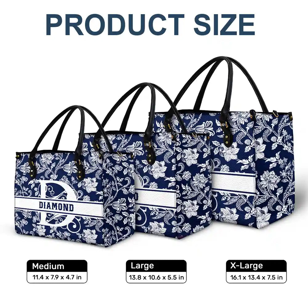 Monogram Style Floral Pattern - Personalized Leather Bag - Image 6