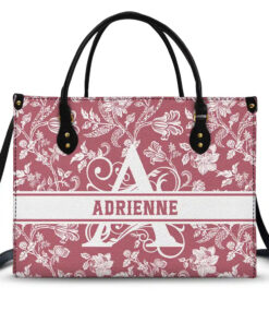 Monogram Style Floral Pattern - Personalized Leather Bag