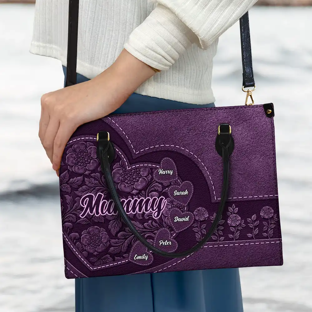 Tudor Rose Little Sweethearts - Birthday, Loving Gift For Grandma And Mum - Personalised Leather Handbag - Image 3