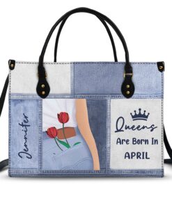 Queens Are Born - Birthday Gift For Women - Personalized Leather Bag