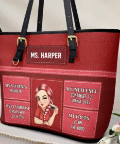 Alternative view of Teacher Inspiration - Personalized Leather Tote Bag