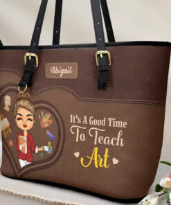 Alternative view of Teacher It's a Good Time to Teach - Personalized Leather Tote Bag