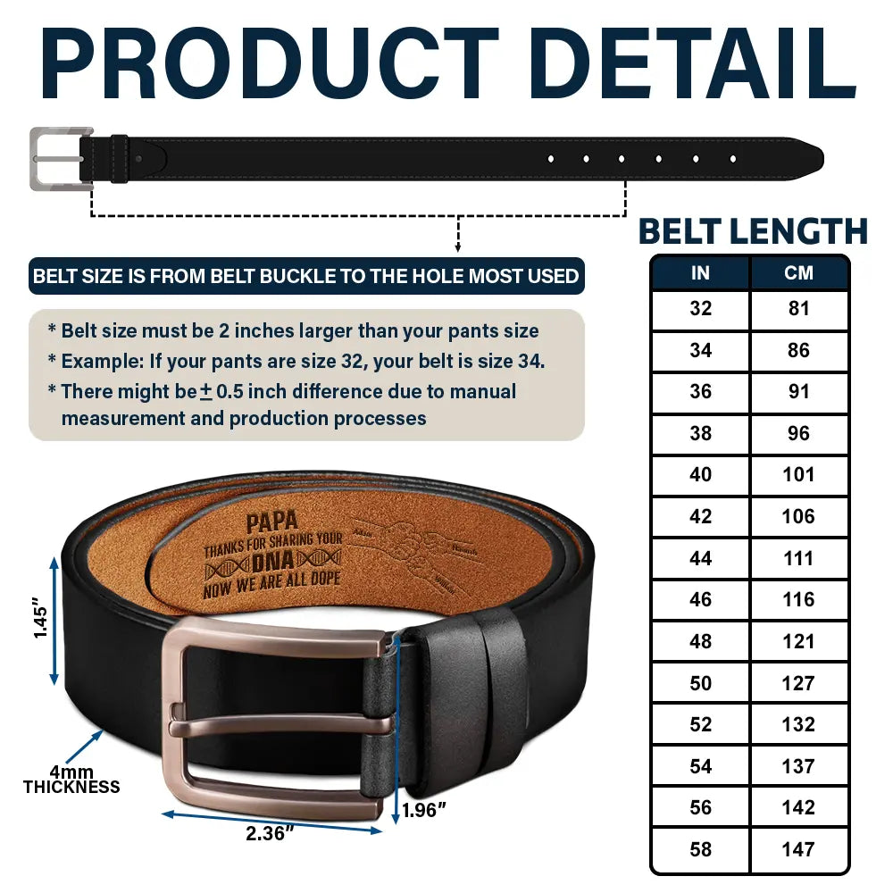 Thanks For Sharing Your DNA - Personalized Engraved Leather Belt - Image 5