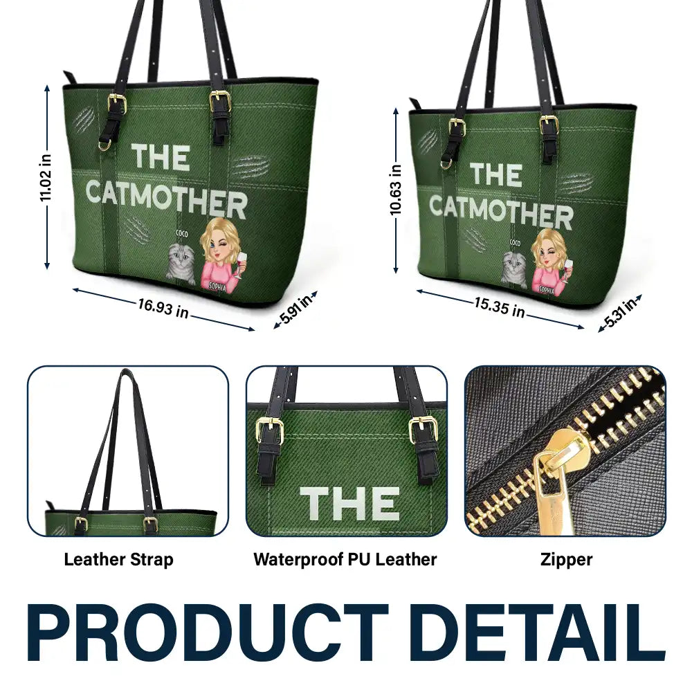 The Catmother - Personalized Leather Tote Bag - Image 6
