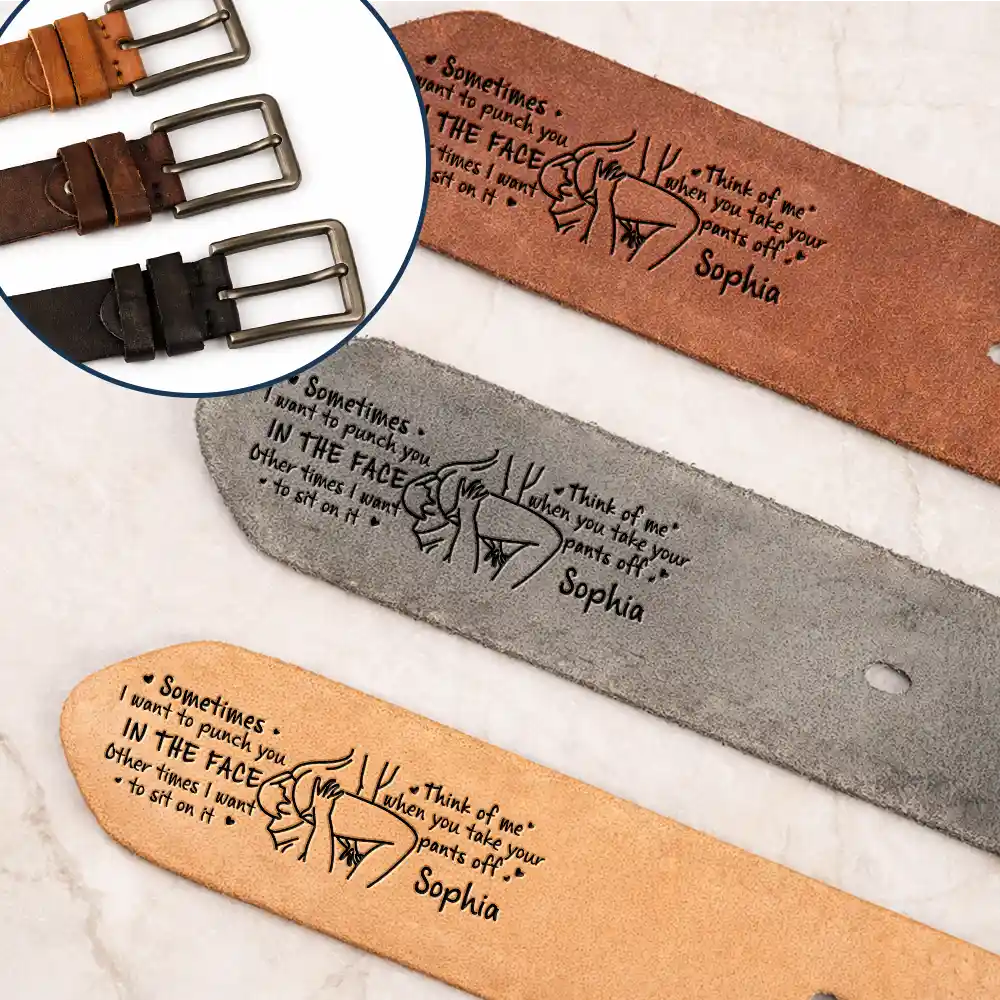 The Face I Want To Sit On Spicy Couple - Personalized Cowhide Leather Belt - Image 2
